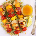 Thumbnail image for Mango & Chicken Kabobs with Mango Ginger Dipping Sauce and Green Tomatillo Rice