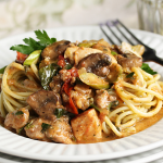 Thumbnail image for Chicken, Sausage, Asparagus and Mushroom Pasta from  Grace-Marie’s Kitchen at Bristol Farms