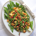 Thumbnail image for Haricot Vert & Dandelion Salad with Bacon & Dried Cranberries and A Spunky Pomegranate Molasses Vinaigrette