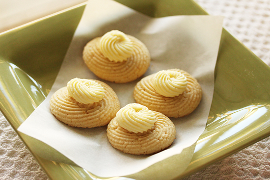 Twirly Lemon Butter Cookies with Lemon Buttercream Frosting
