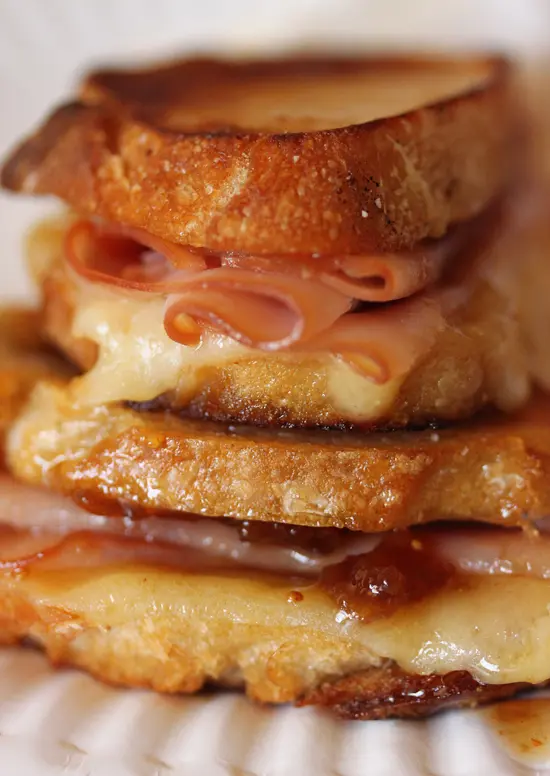 A close up of some sandwiches on bread