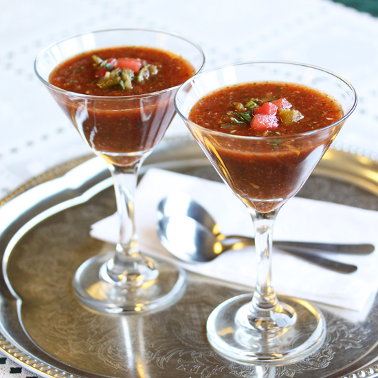 Post image for Cool Watermelon and Hatch Chile Gazpacho ~ From Grace-Marie’s Kitchen at Bristol Farms