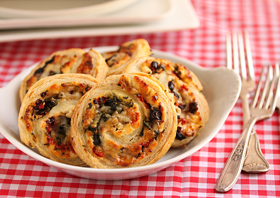 Post image for Three Cheese Stuffed Puff Pastry Pinwheels