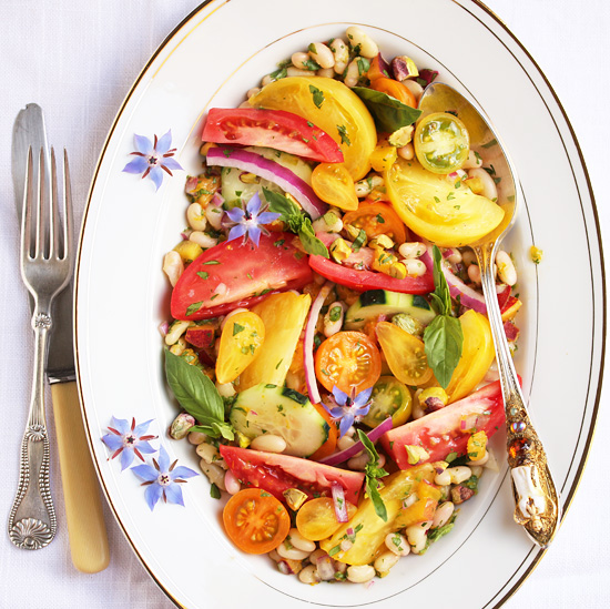 Post image for Flageolet, Nectarine & Tomato Salad with Lime, Ginger & Pistachios