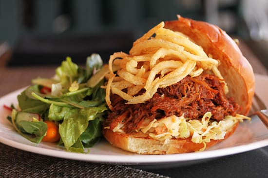 A close up of a sandwich on a plate