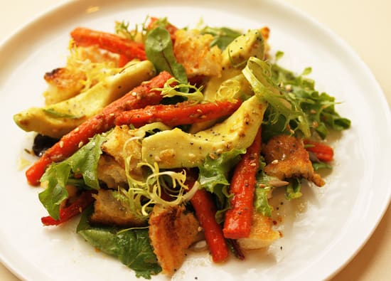 A plate of food that is on the table.
