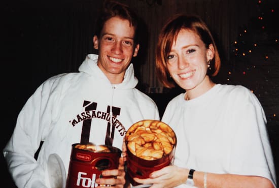 David and Anna love Twisted Cookies 1986 A plate of food with meat, avocado and oranges.
