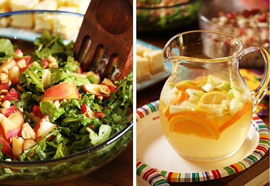 A salad and a glass of water on the table.