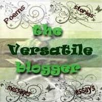 A green banner with the words " the versatile blogger ".