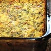 A casserole dish with some food in it