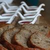 A close up of some bread on the counter