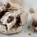 A cookie dough ice cream sandwich with chocolate chips.
